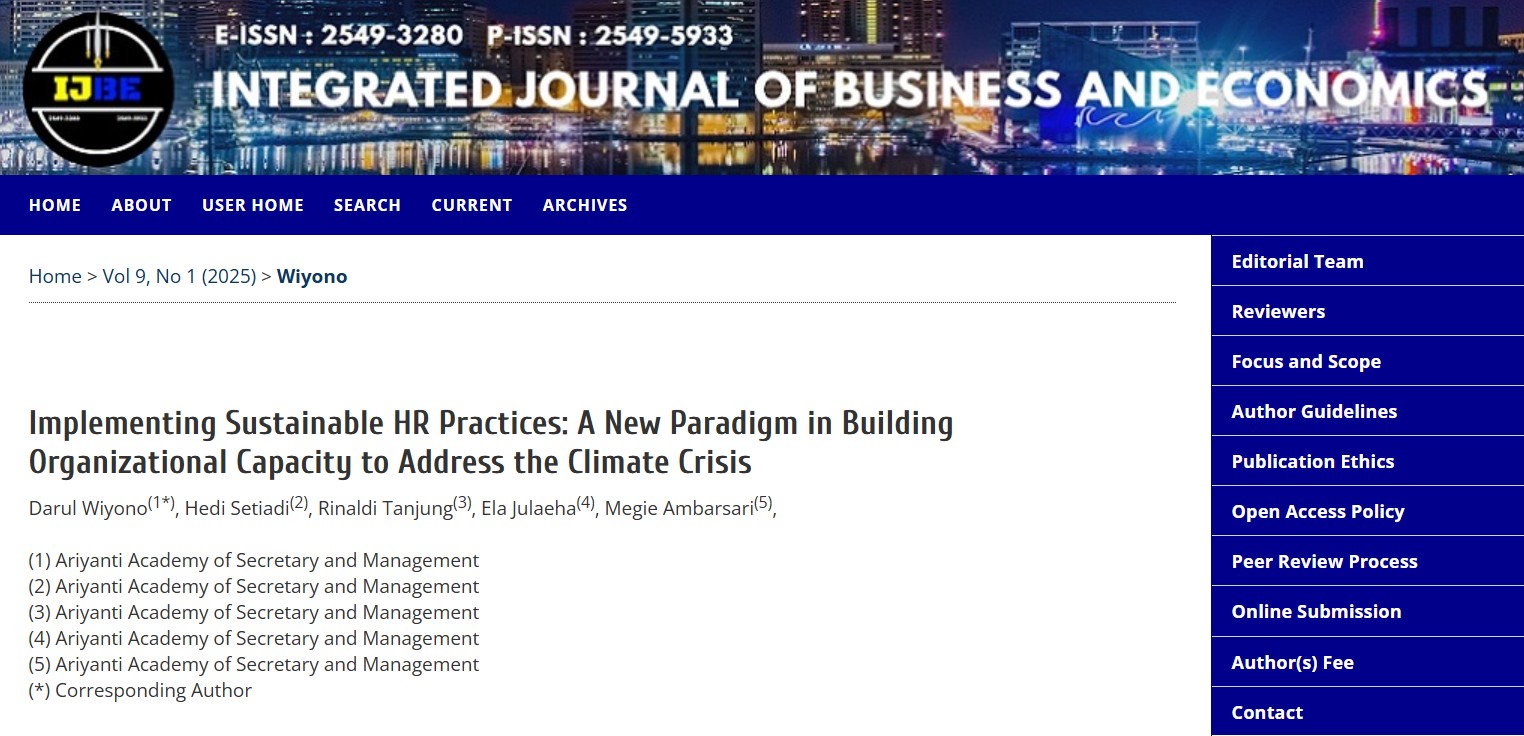 Implementing Sustainable HR Practices: A New Paradigm in Building Organizational Capacity to Address the Climate Crisis